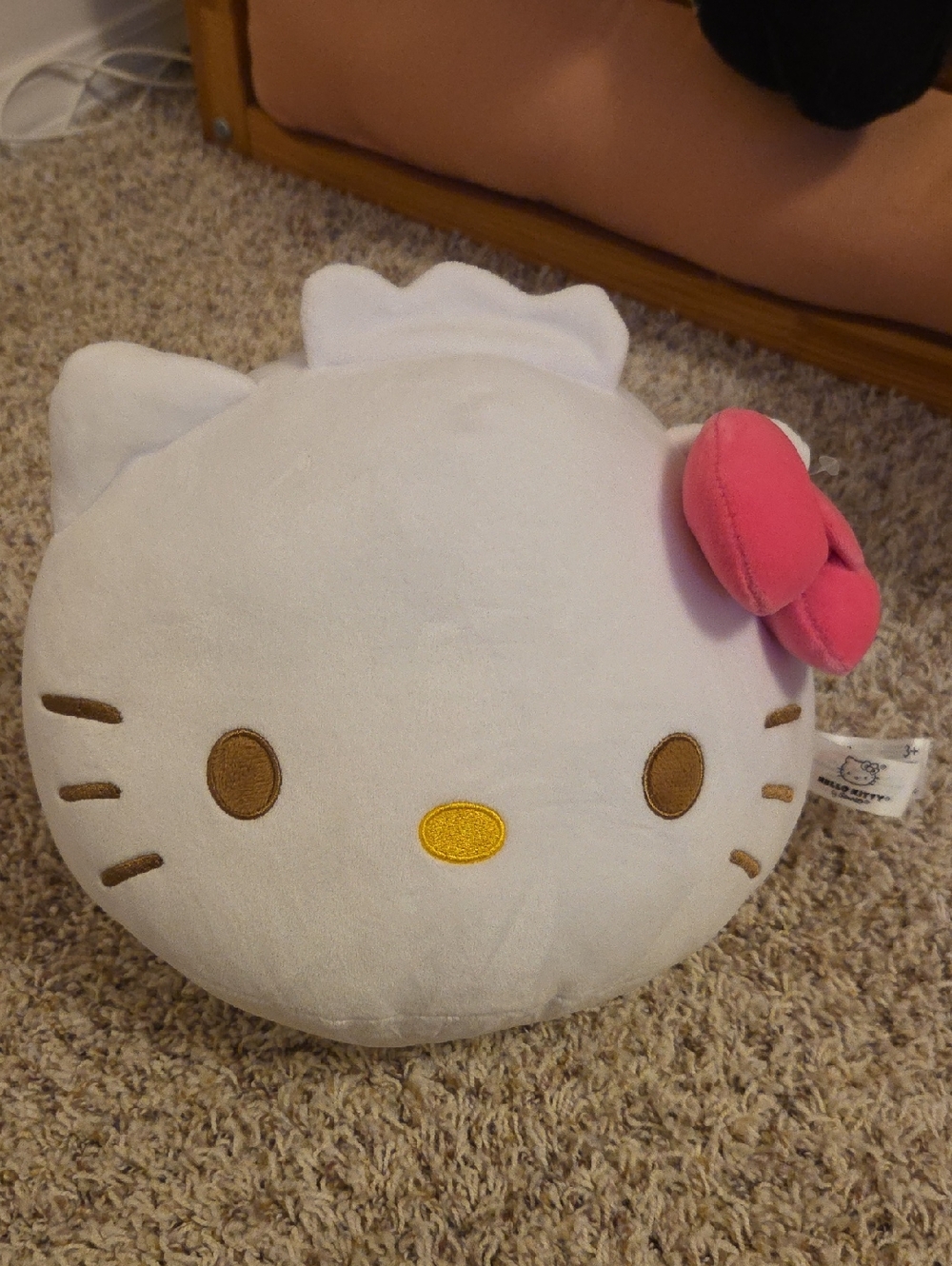 Sanrio Hello Kitty Plush Face Pillow - White with Pink Bow